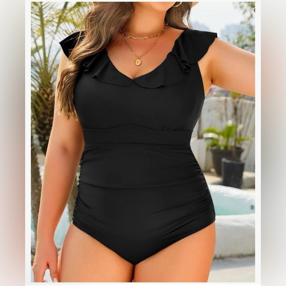 DACI Other - Black Ruffled tummy control one piece bathing suit  - Daci